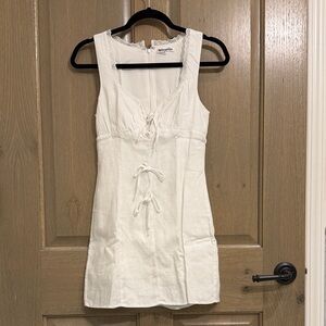 Reformation White Linen Lace-up Dress Size 0